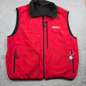 North End Budweiser Reversible Vest Mens Red Black Fleece Nylon Full Zip XL